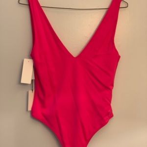 Aritzia Pink V Neck Bodysuit